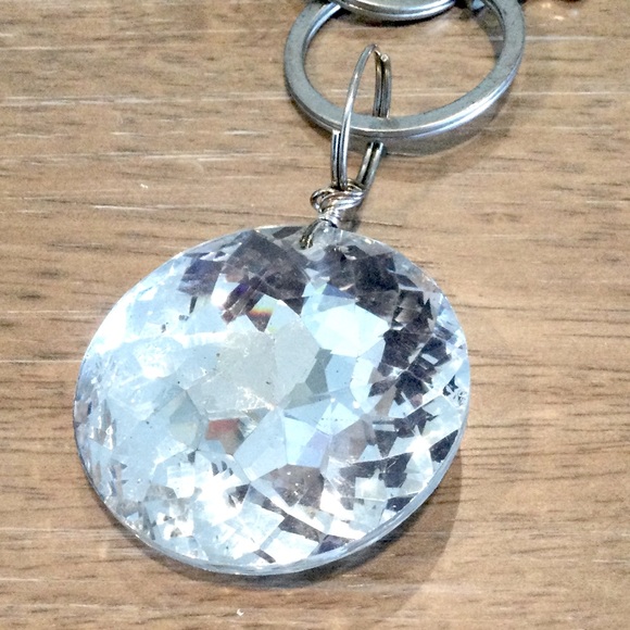 Key Chain w/ Crystal, Rhinestone Cross, Braided Rope - Picture 2 of 11